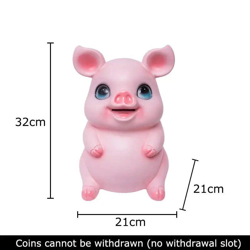Glossy pink ceramic piggy bank with blue eyes and smiling face savings jar decorbites cartoon pig for bedroom decor