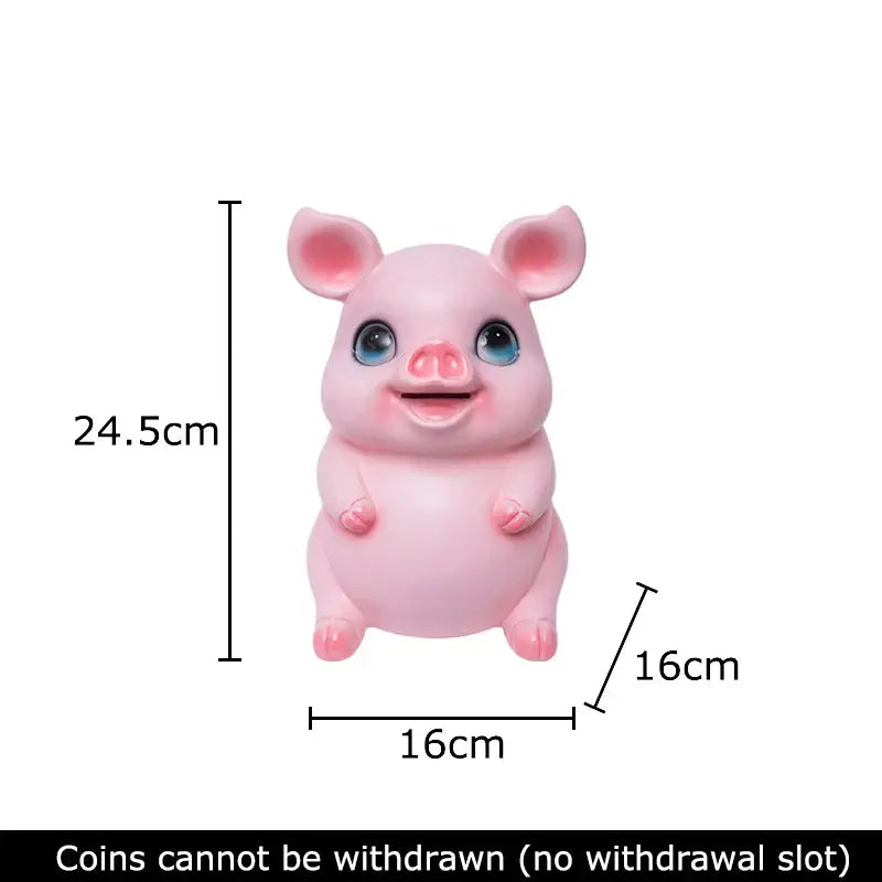 Glossy pink ceramic piggy bank with blue eyes and smiling face suitable as a decorbites cartoon pig savings jar