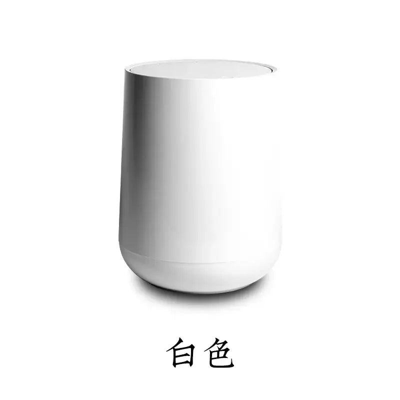 Glossy white cylindrical waste bin with smooth matte finish for garbage classification in decorbites kitchen bathroom
