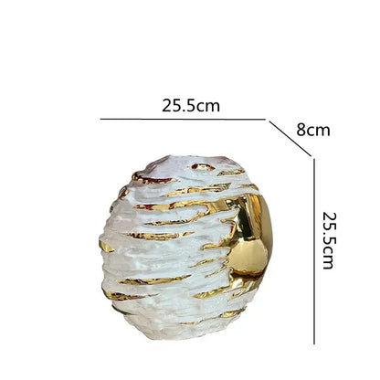 A translucent white ceramic fringe geometry vase with gold metallic accents and textured layered design for decorbites decor