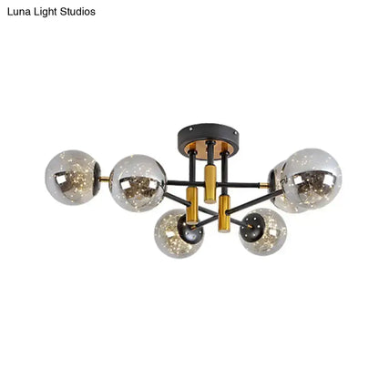 DecorBites™ DecorBites™ Glowing String Black Glass Ball Ceiling Mounted LED Semi Mount Light Fixture