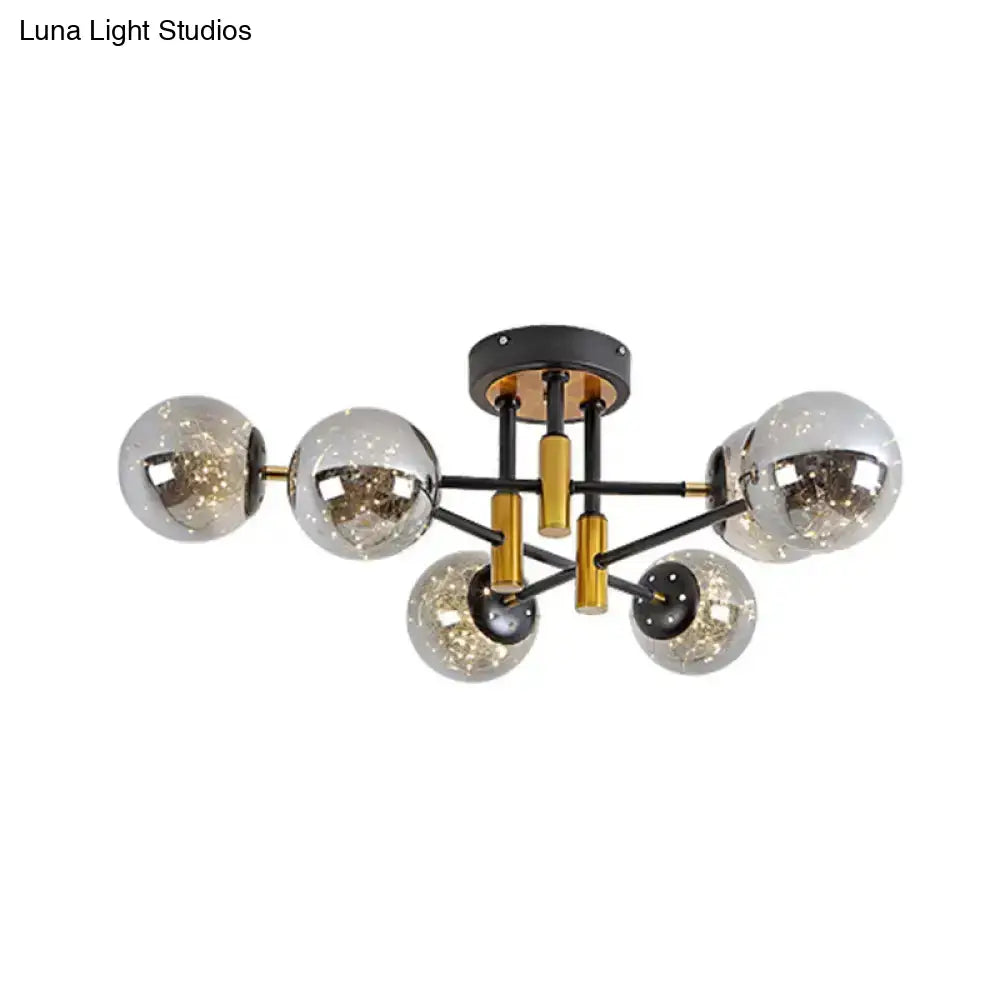 DecorBites™ DecorBites™ Glowing String Black Glass Ball Ceiling Mounted LED Semi Mount Light Fixture