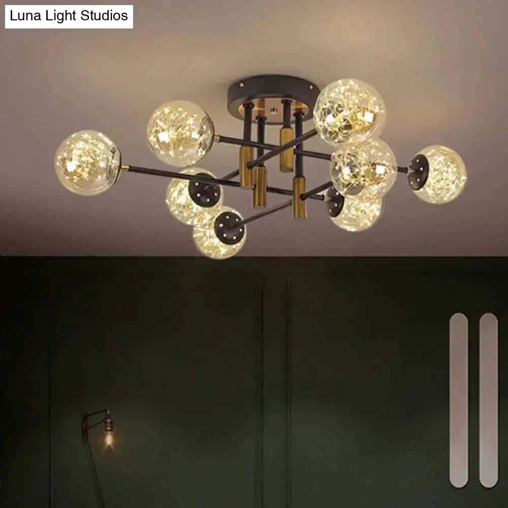 DecorBites™ DecorBites™ Glowing String Black Glass Ball Ceiling Mounted LED Semi Mount Light Fixture