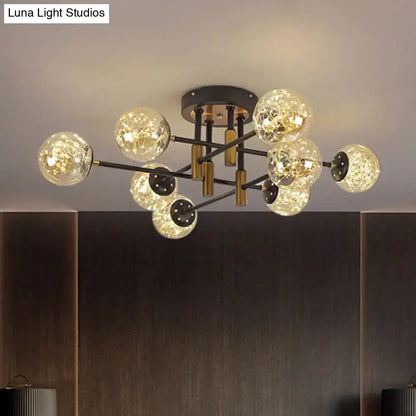 DecorBites™ DecorBites™ Glowing String Black Glass Ball Ceiling Mounted LED Semi Mount Light Fixture