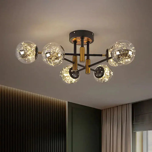 DecorBites™ DecorBites™ Glowing String Black Glass Ball Ceiling Mounted LED Semi Mount Light Fixture