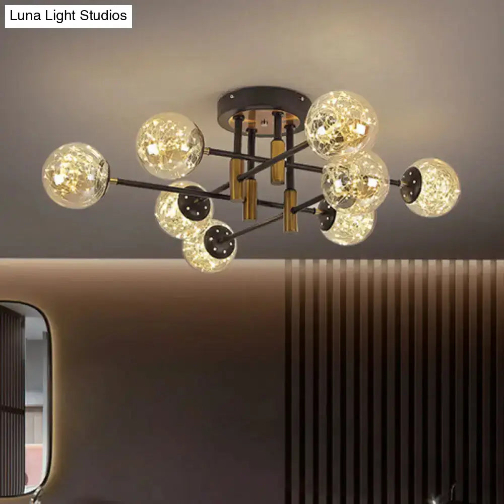 DecorBites™ DecorBites™ Glowing String Black Glass Ball Ceiling Mounted LED Semi Mount Light Fixture