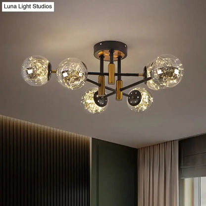 DecorBites™ DecorBites™ Glowing String Black Glass Ball Ceiling Mounted LED Semi Mount Light Fixture