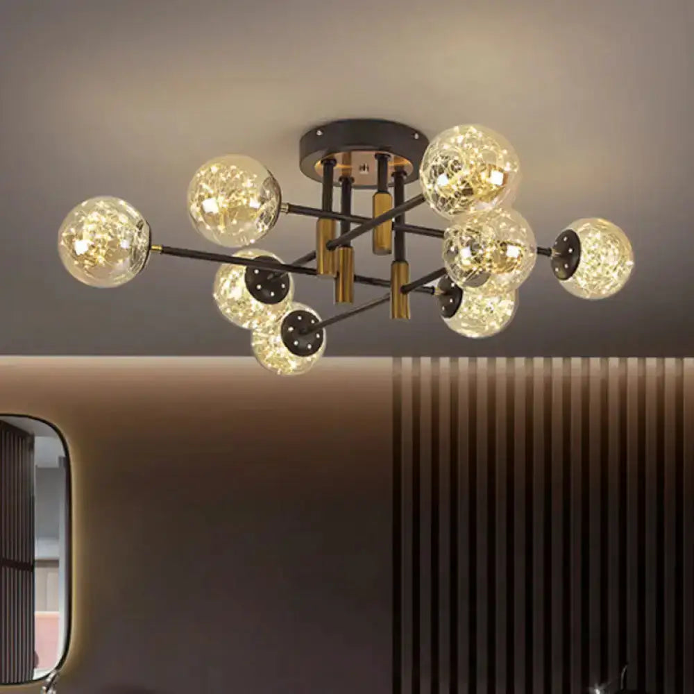 DecorBites™ DecorBites™ Glowing String Black Glass Ball Ceiling Mounted LED Semi Mount Light Fixture