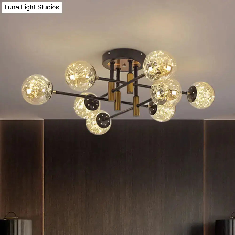 DecorBites™ DecorBites™ Glowing String Black Glass Ball Ceiling Mounted LED Semi Mount Light Fixture