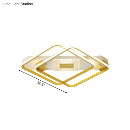 DecorBites™ DecorBites™ Gold Acrylic Flush Mount LED Ceiling Lamp for Living Room - Minimal Square Design, 16.5"/20.5" W