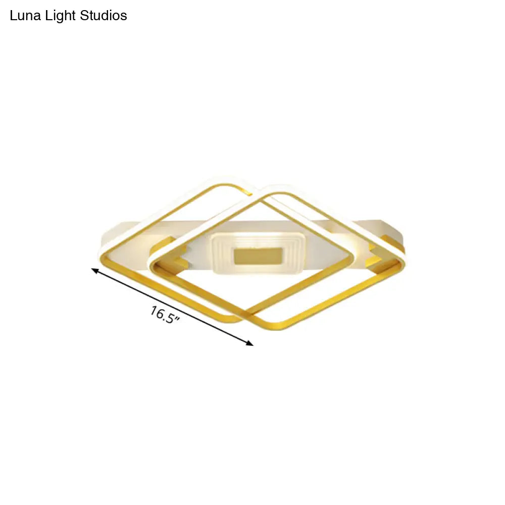 DecorBites™ DecorBites™ Gold Acrylic Flush Mount LED Ceiling Lamp for Living Room - Minimal Square Design, 16.5"/20.5" W