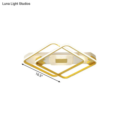 DecorBites™ DecorBites™ Gold Acrylic Flush Mount LED Ceiling Lamp for Living Room - Minimal Square Design, 16.5"/20.5" W