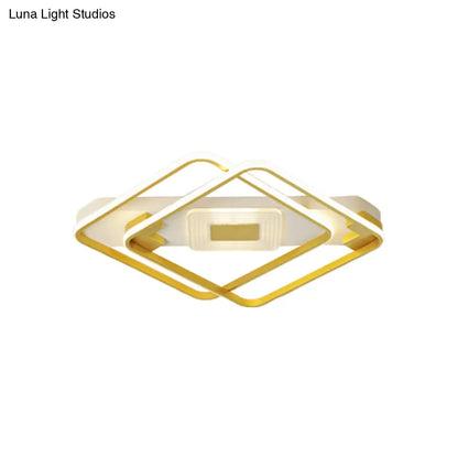 DecorBites™ DecorBites™ Gold Acrylic Flush Mount LED Ceiling Lamp for Living Room - Minimal Square Design, 16.5"/20.5" W