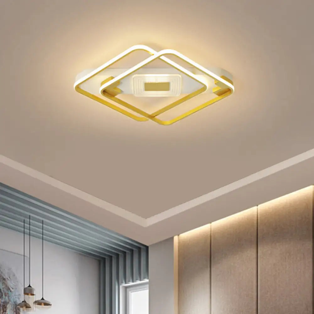 DecorBites™ DecorBites™ Gold Acrylic Flush Mount LED Ceiling Lamp for Living Room - Minimal Square Design, 16.5"/20.5" W