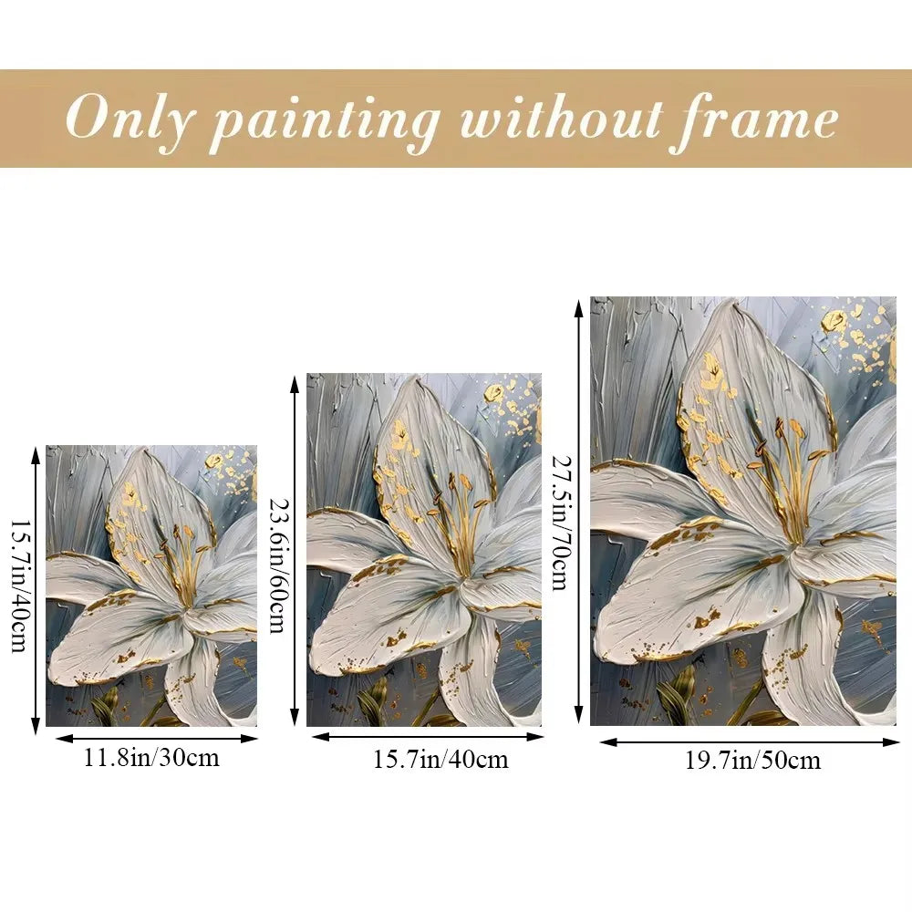 Gold and White Floral 3D Canvas Wall Art
