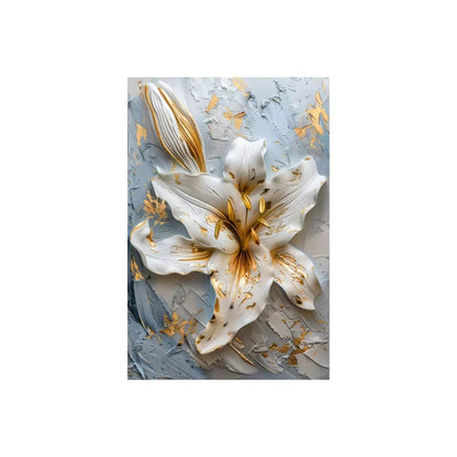 Gold and White Floral 3D Canvas Wall Art - HX028-1 / 20x30cm No Frame