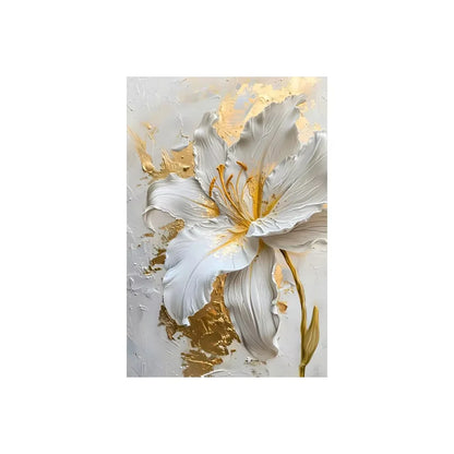 Gold and White Floral 3D Canvas Wall Art - HX028-3 / 40x50cm No Frame