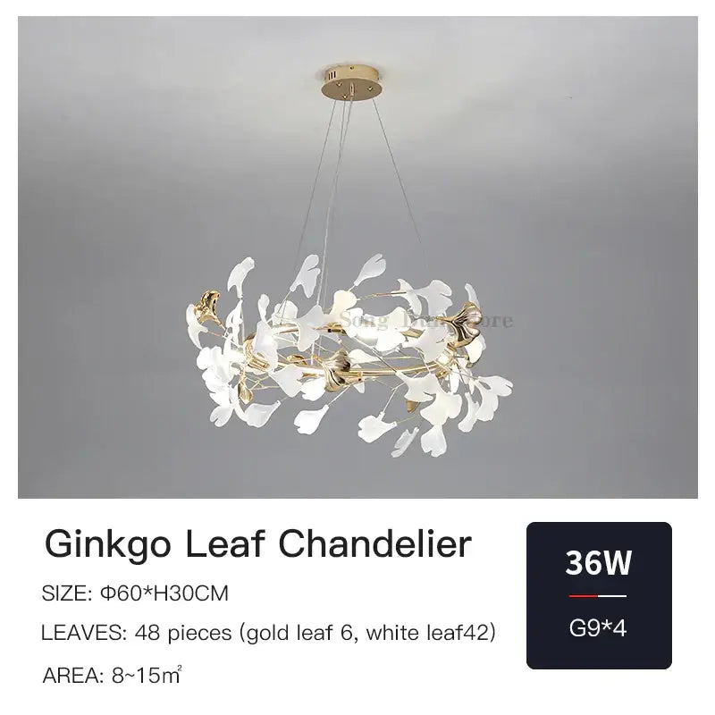 Elegant white and gold ginkgo ceramic chandelier with a modern circular design for dining room decorbites ginkgo ceramic