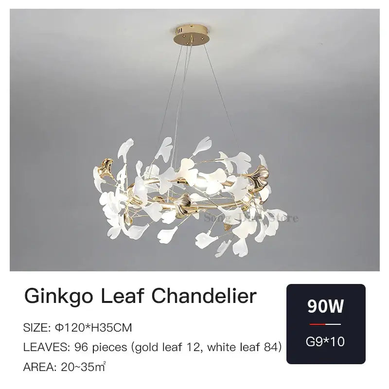 Elegant white and gold ginkgo ceramic chandelier with modern circular design for dining room by decorbites ginkgo ceramic