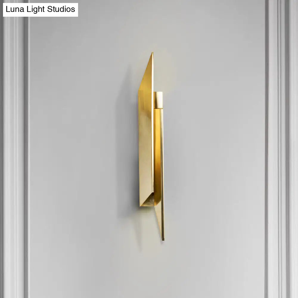DecorBites™ Gold Art Deco LED Wall Lamp: Quadrilateral Metallic Sconce for Bedroom