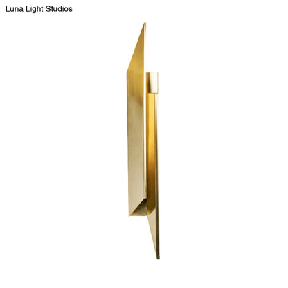 DecorBites™ Gold Art Deco LED Wall Lamp: Quadrilateral Metallic Sconce for Bedroom