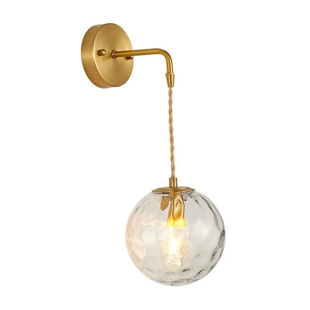 DecorBites™ Gold Ball Sconce with Hammered Glass Shade - Sleek Minimalist Wall Light
