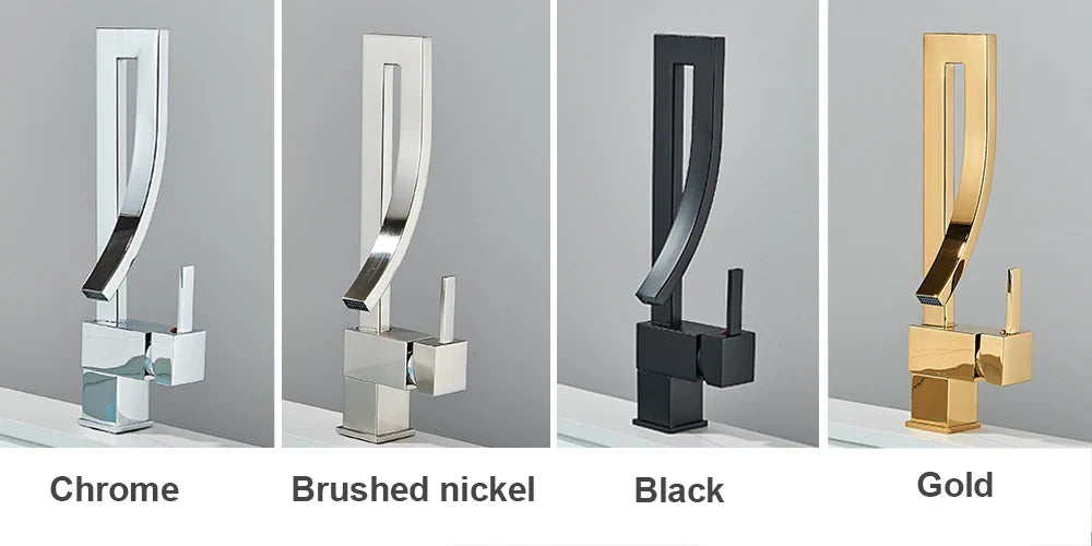 Gold bathroom basin faucet single hole deck mounted hot and cold mixer taps in chrome black and brushed nickel finishes