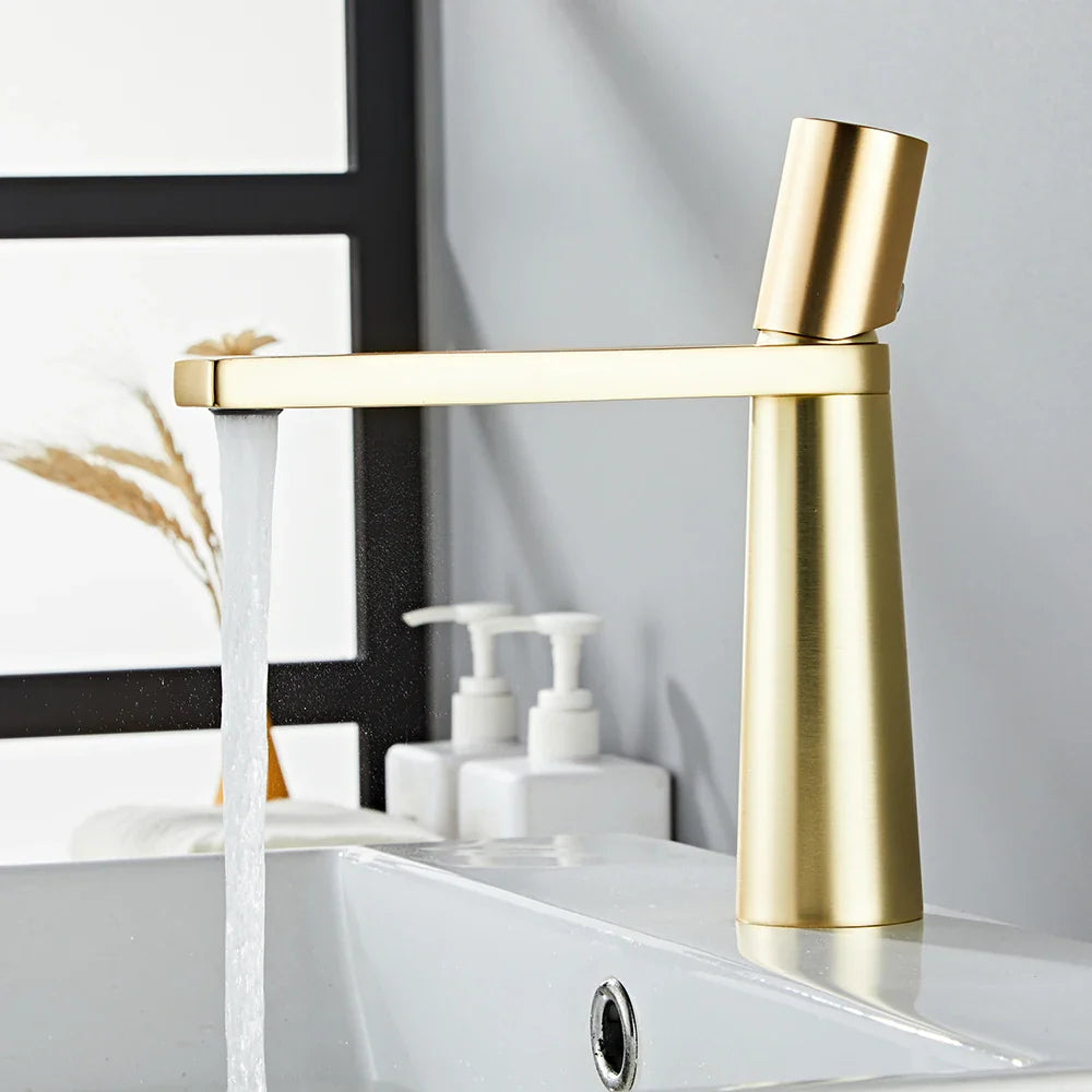 Gold Brass Basin Faucet for Bathroom Sink