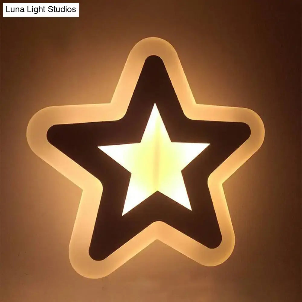 Gold and brown crescent led wall light with black outline and warm glow for children’s bedroom wall lights