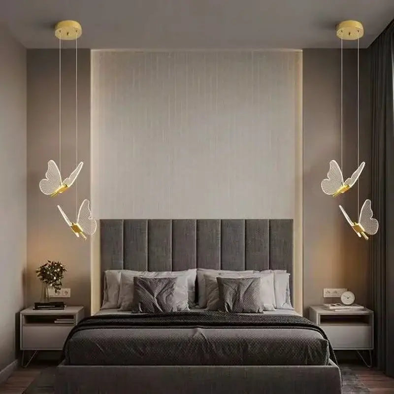 Gold butterfly acrylic chandelier pendant lamp with translucent wings in a pendant lamp for bedroom lighting decorbites butterfly acrylic