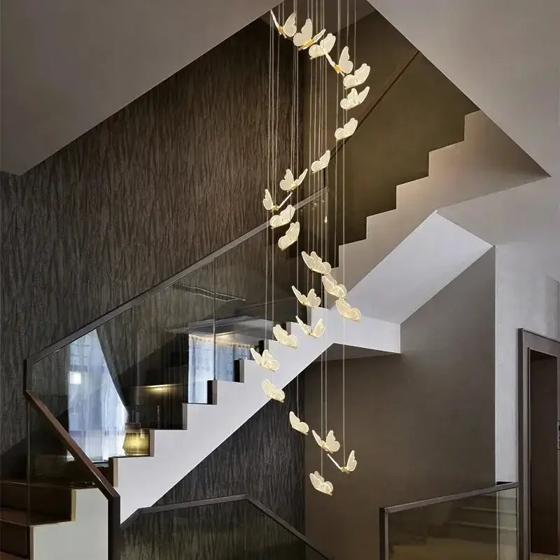 Gold butterfly chandelier living room pendant light with cream butterfly shapes by decorbites butterfly chandelier
