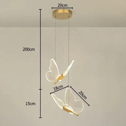 Gold-toned butterfly chandelier pendant light with translucent detailed wings for living room by decorbites butterfly chandelier