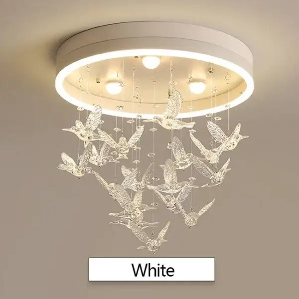 White circular ceiling chandelier with gold butterfly crystal led decorbites crystal led ceiling for kids bedroom