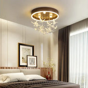 Gold butterfly crystal led ceiling lamp with warm gold frame and dangling crystal butterfly decorbites crystal led