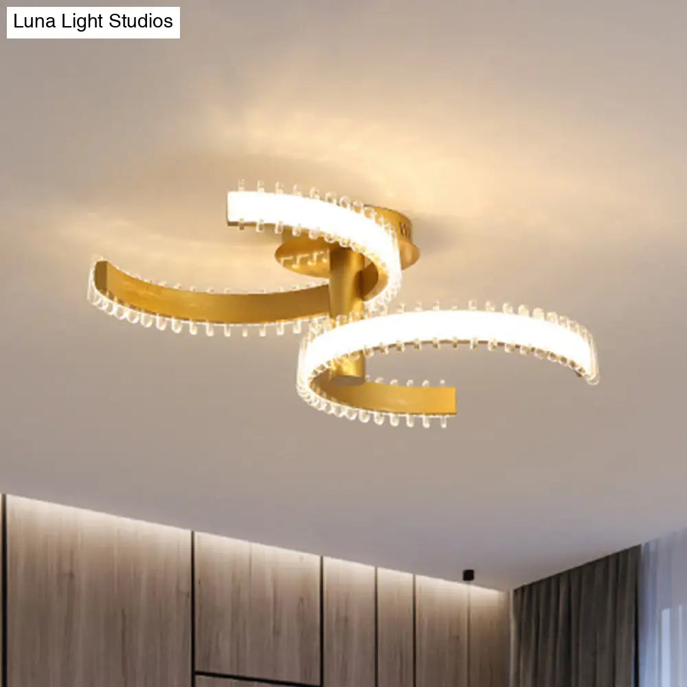 DecorBites™ DecorBites™ Gold C-Shape LED Ceiling Lamp with Semi-Flush Mount - 2/3 Tiers, Acrylic, White/Warm Light