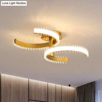 DecorBites™ DecorBites™ Gold C-Shape LED Ceiling Lamp with Semi-Flush Mount - 2/3 Tiers, Acrylic, White/Warm Light