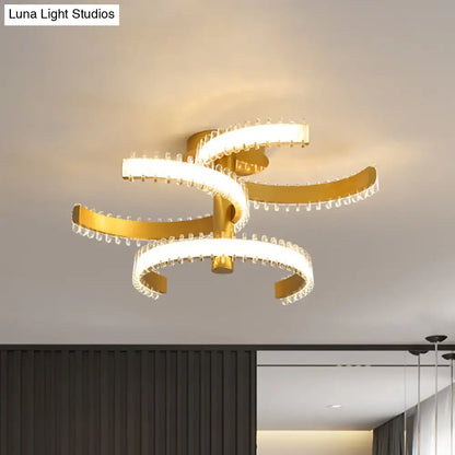 DecorBites™ DecorBites™ Gold C-Shape LED Ceiling Lamp with Semi-Flush Mount - 2/3 Tiers, Acrylic, White/Warm Light