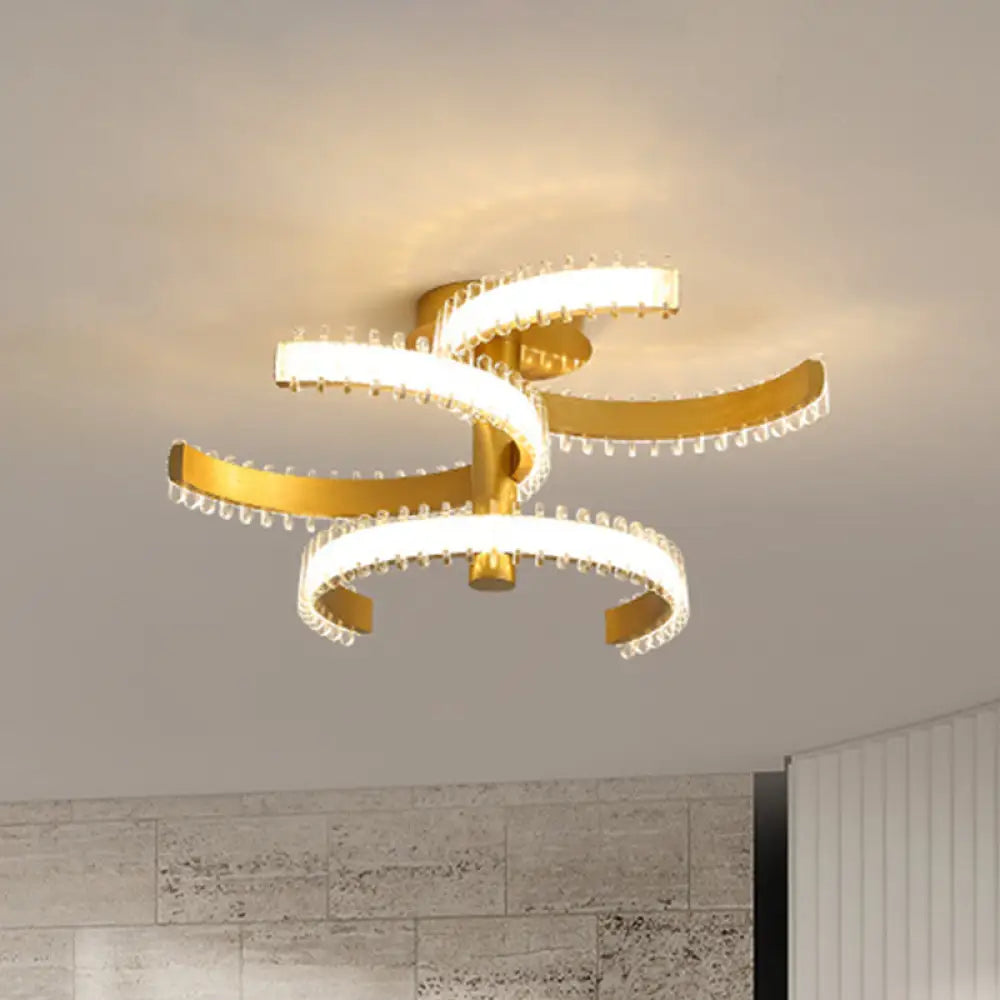 DecorBites™ DecorBites™ Gold C-Shape LED Ceiling Lamp with Semi-Flush Mount - 2/3 Tiers, Acrylic, White/Warm Light