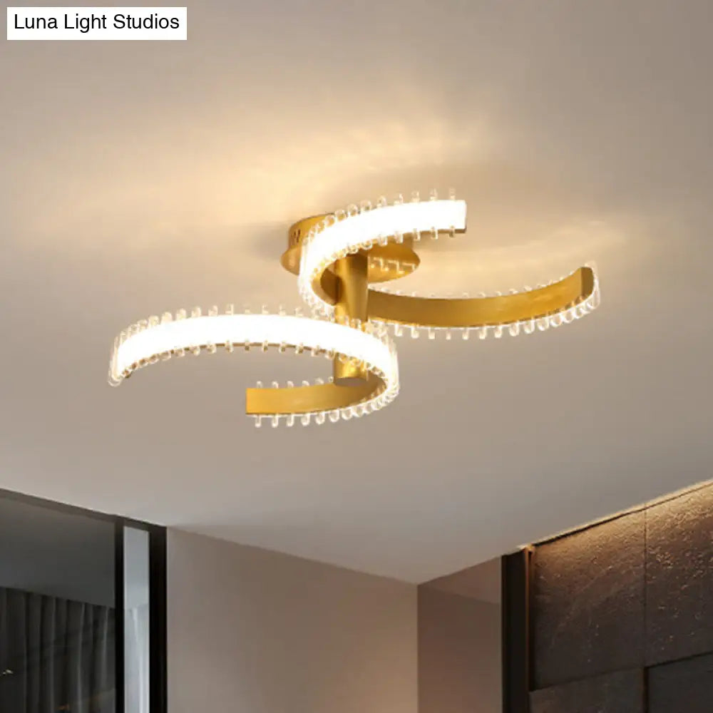 DecorBites™ DecorBites™ Gold C-Shape LED Ceiling Lamp with Semi-Flush Mount - 2/3 Tiers, Acrylic, White/Warm Light