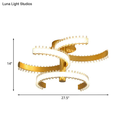 DecorBites™ DecorBites™ Gold C-Shape LED Ceiling Lamp with Semi-Flush Mount - 2/3 Tiers, Acrylic, White/Warm Light