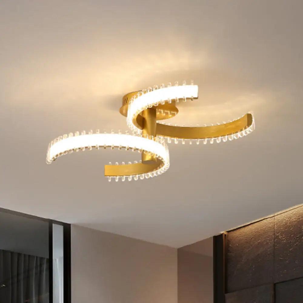 DecorBites™ DecorBites™ Gold C-Shape LED Ceiling Lamp with Semi-Flush Mount - 2/3 Tiers, Acrylic, White/Warm Light