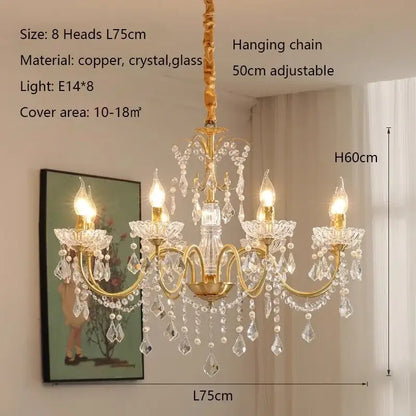 Gold-toned eight-arm decorbites crystal chandelier with teardrop crystals for dining room crystal chandeliers light