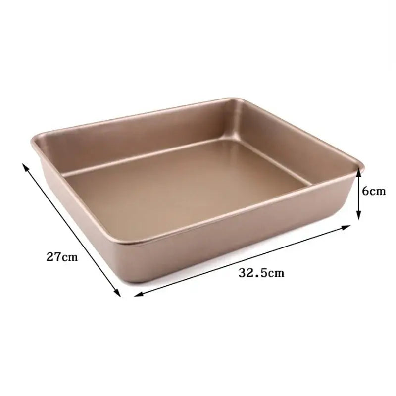 Gold carbon steel cake baking tray decorbites non stick rectangular baking tray 32.5cm by 27cm by 6cm depth