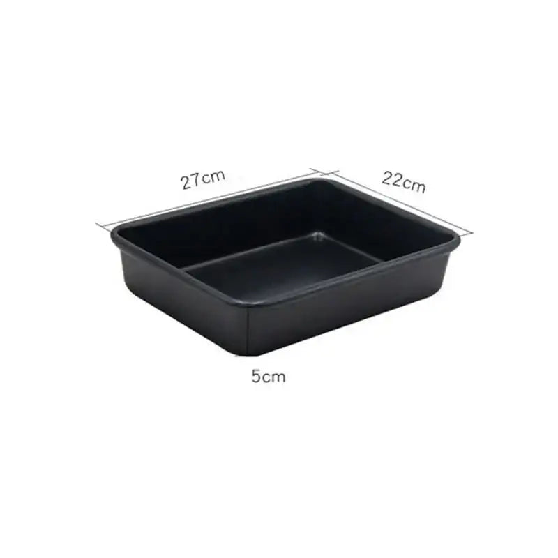 Black rectangular gold carbon steel cake baking tray 27cm x 22cm x 5cm non stick decorbites carbon steel pan