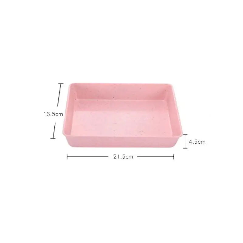 Pink rectangular plastic baking tray with raised edges and matte finish for decorbites carbon steel cake sets