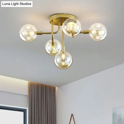 DecorBites™ DecorBites™ Gold Ceiling Semi-Flush Mount Light for Living Room with Ball Glass Design