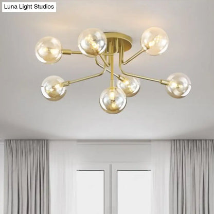 DecorBites™ DecorBites™ Gold Ceiling Semi-Flush Mount Light for Living Room with Ball Glass Design