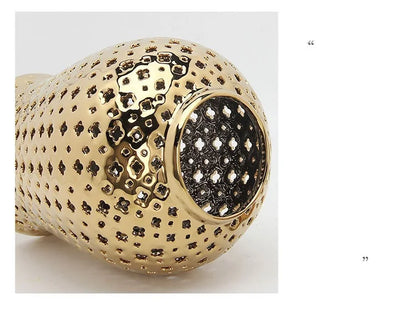 Gold Ceramic Carved Temple Jar - Home Decor - Vase