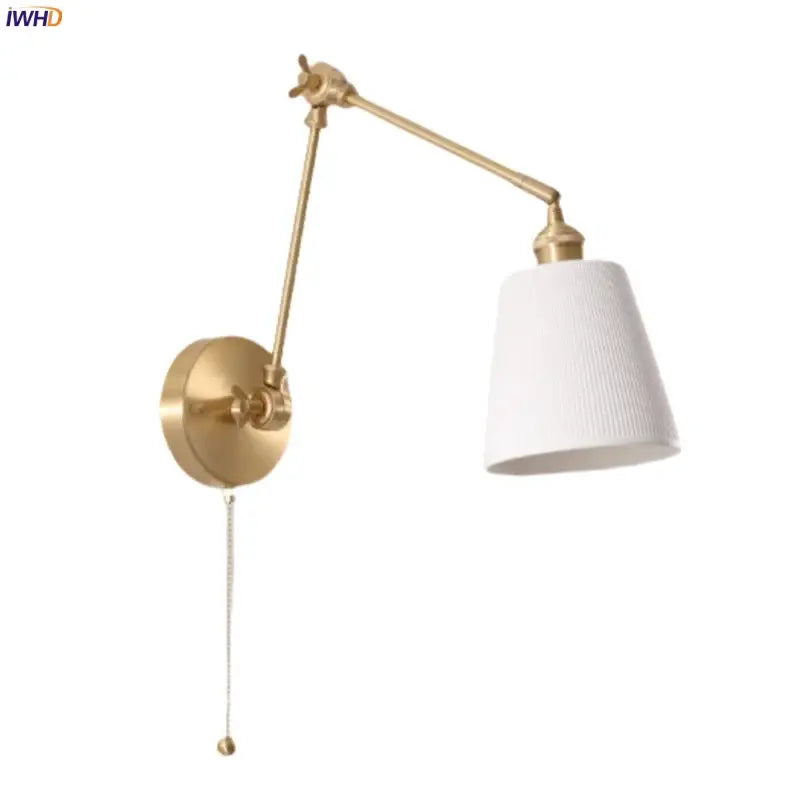 Gold ceramic led wall lamp with adjustable gold finish and white ribbed fabric shade for living room decorbites ceramic led wall