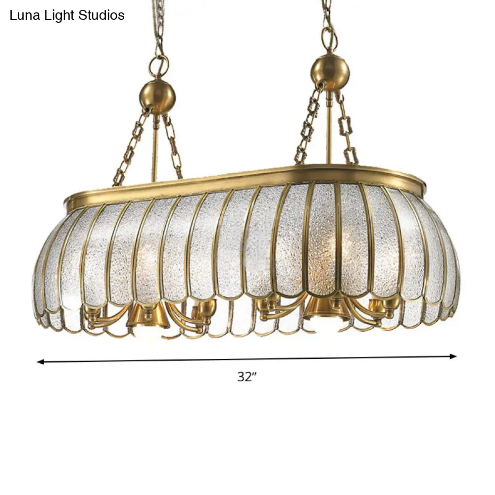 DecorBites™ Gold Colonial Style Bubble Glass Pendant Ceiling Light for Kitchen with 10 Scallop Accented Heads